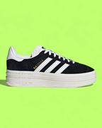 ADIDAS GAZELLE BOLD PLATFORM BLACK WHITE SUEDE SNEAKERS CWCD