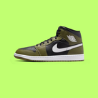 NIKE JORDAN AIR 1 MID MEN'S BLACK LEATHER BASKETBALL SNEAKERS