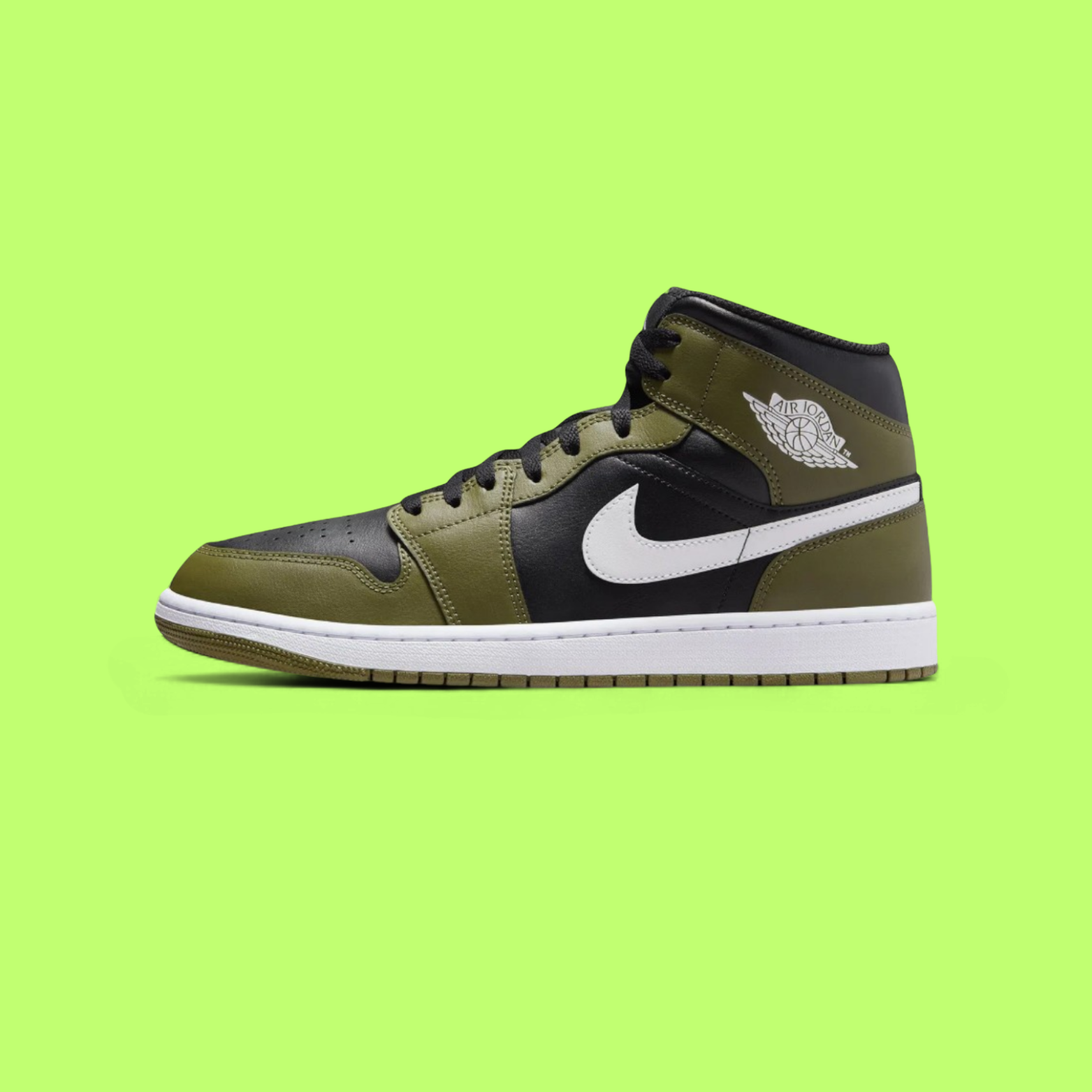 NIKE JORDAN AIR 1 MID MEN'S BLACK LEATHER BASKETBALL SNEAKERS