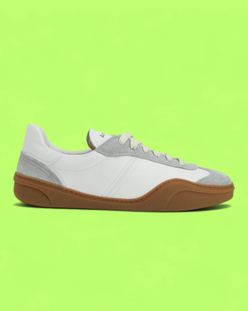 ACNE STUDIOS WHITE LEATHER AND GREY SUEDE PANEL RETRO GUM