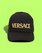 BLACK VERSACE CAP WITH GOLD EMBROIDERED LOGO DESIGN CWCD