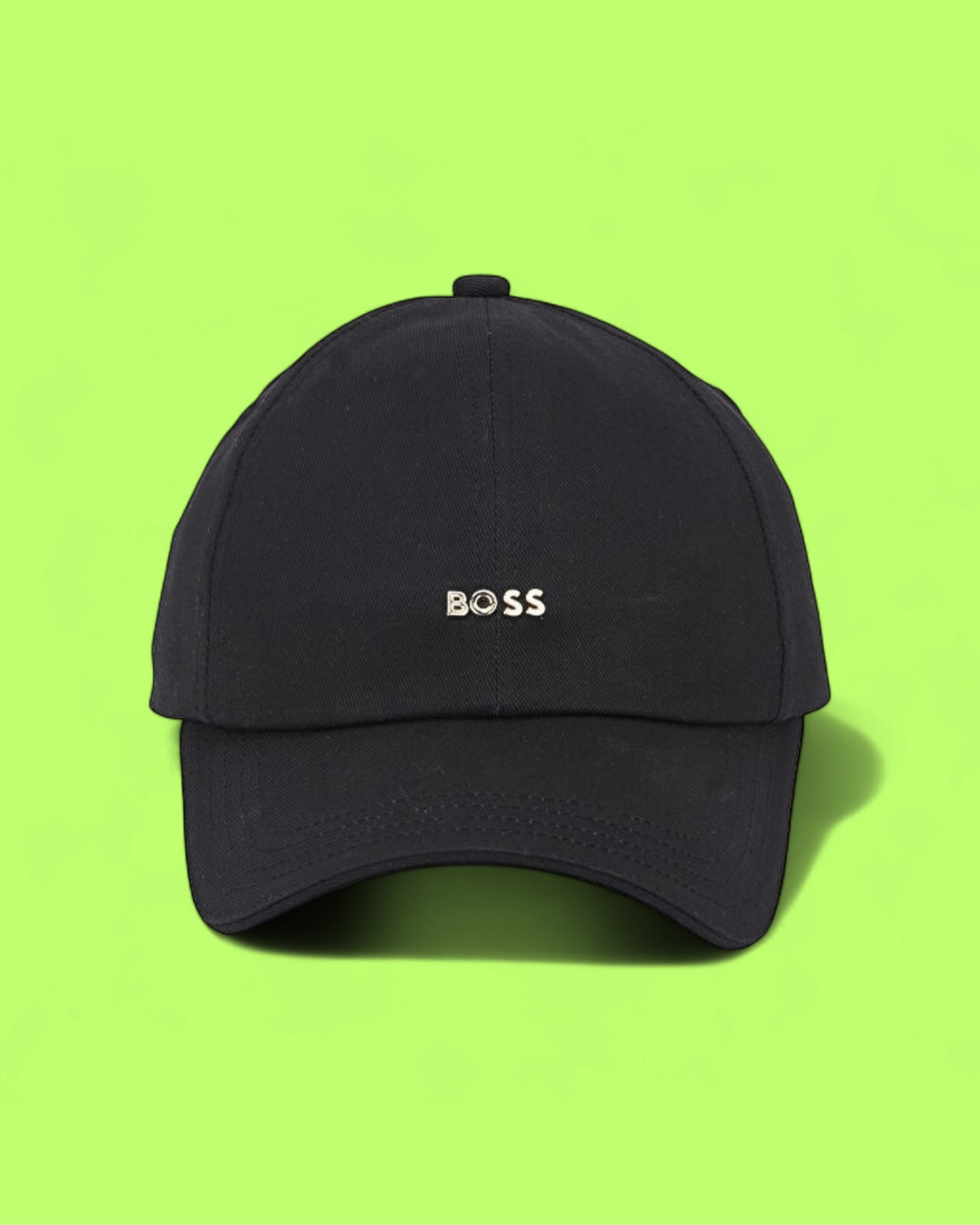 HUGO BOSS BLACK CAP WITH SMALL SILVER METAL BOSS LOGO CWCD