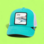 TURQUOISE TRUCKER CAP WITH BABY SHARK EMBROIDERED PATCH