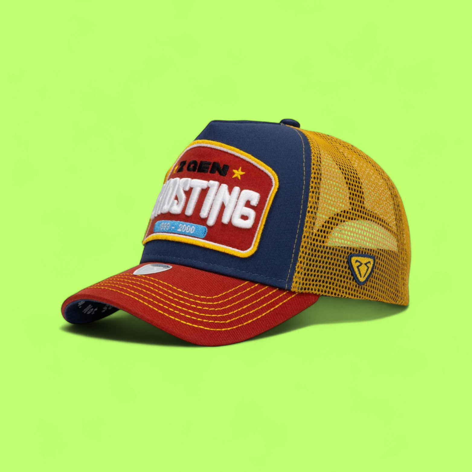 Z GEN GHOSTING TRUCKER CAP WITH COLORFUL RETRO EMBROIDERY