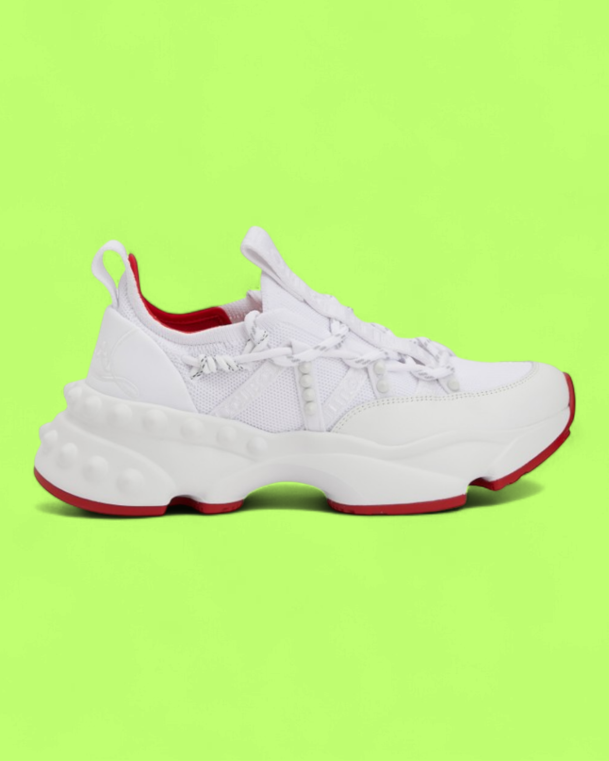 CHRISTIAN LOUBOUTIN RED RUNNER WHITE RED SOLE CHUNKY SNEAKER