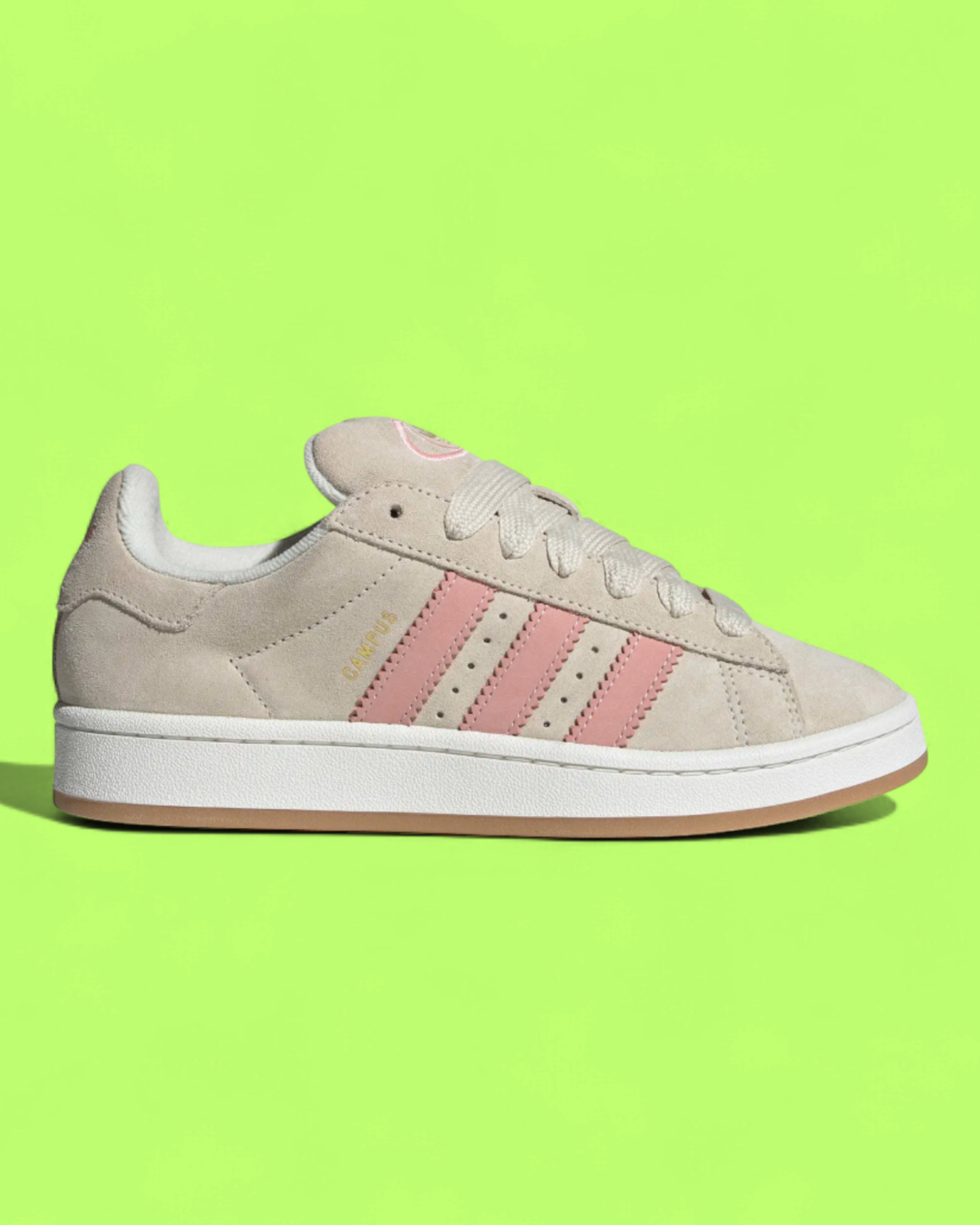 ADIDAS CAMPUS BEIGE SUEDE WITH PINK STRIPES CASUAL RETRO SHOES