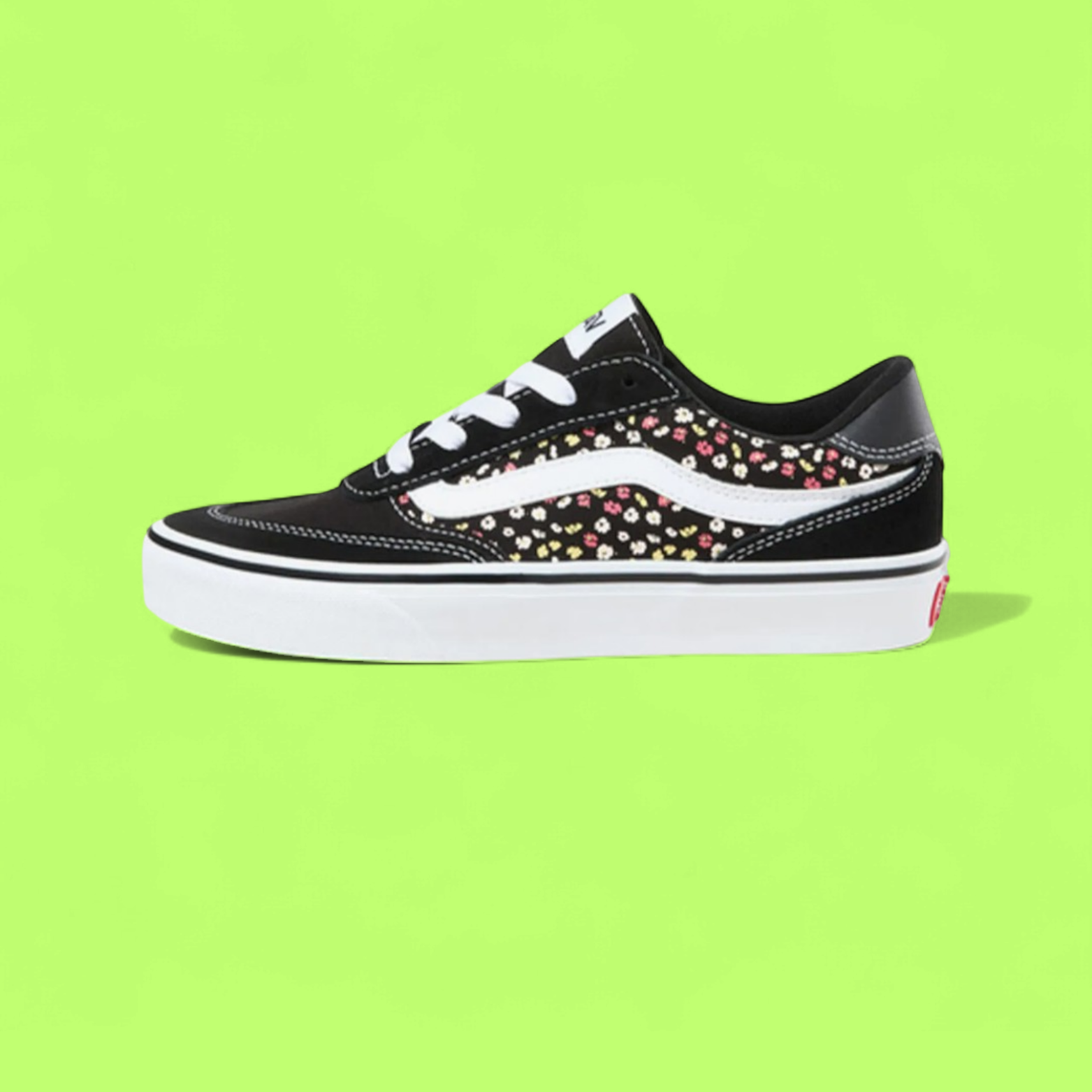 VANS OLD SKOOL BLACK FLORAL PRINT WHITE STRIPE SNEAKERS DROPZZ