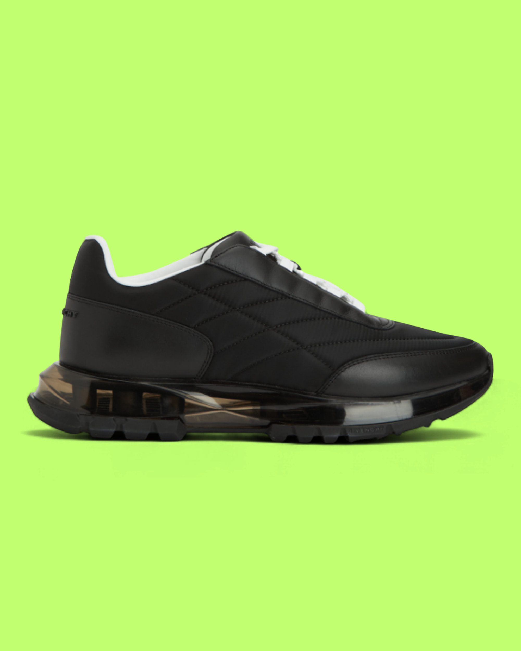 GIVENCHY BLACK LEATHER TRANSPARENT SOLE SNEAKERS ICON CWCD