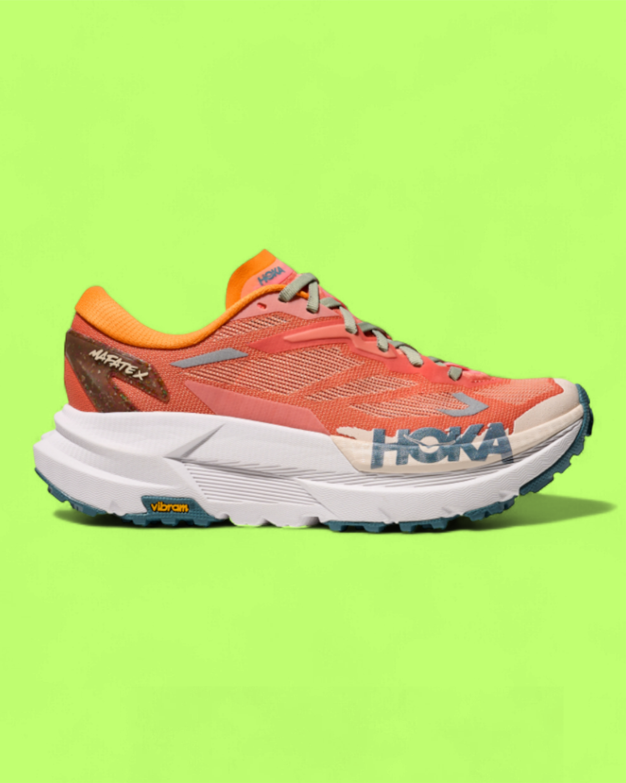 HOKA VIBRAM SOLE TRAIL RUNNING SHOE ORANGE SUNSET ICON CWCD