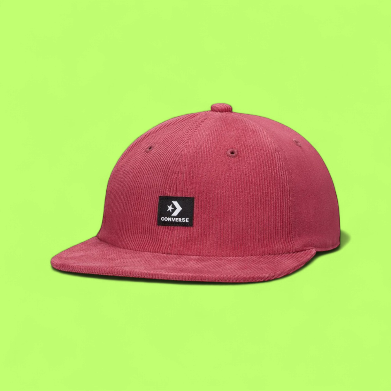 RED CONVERSE CORDUROY CAP WITH MINIMAL BLACK PATCH LOGO