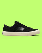 TOM FORD BLACK SUEDE LOW TOP SNEAKERS WITH LEATHER SIDE