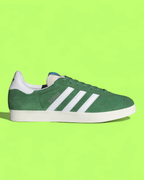 ADIDAS GAZELLE GREEN SUEDE WHITE STRIPES RETRO CLASSIC CASUAL