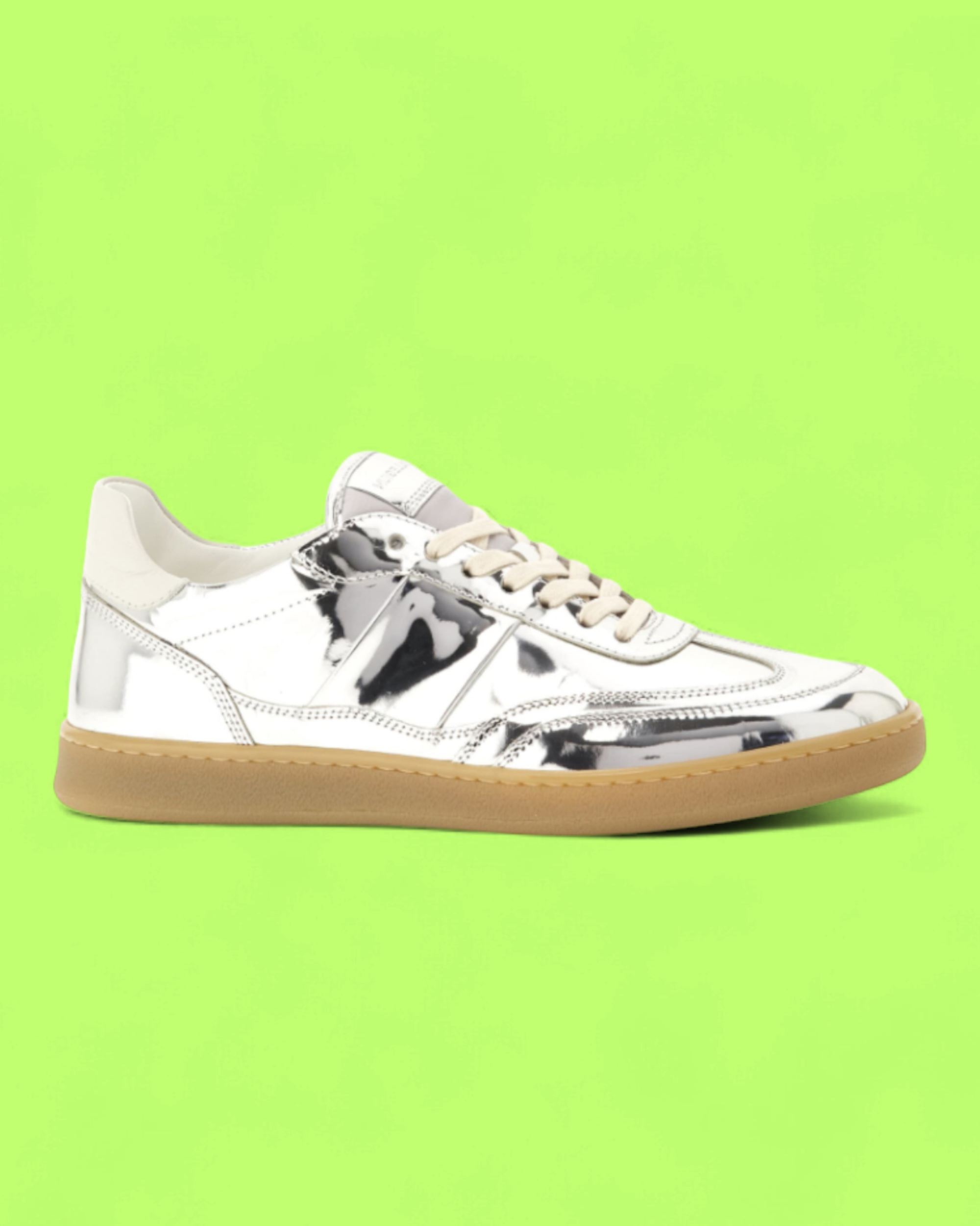 COLLEGIUM CHROME METALLIC LOW TOP SNEAKERS WITH GUM SOLE