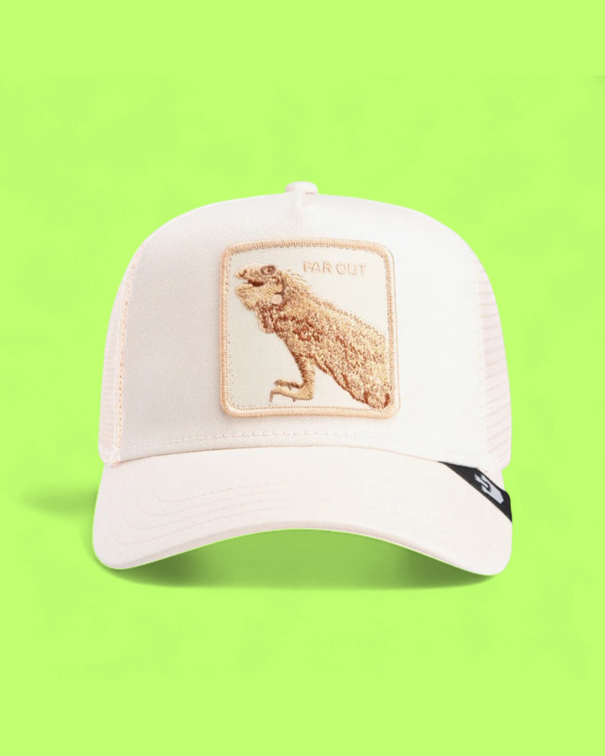FAR OUT T REX EMBROIDERED BEIGE TRUCKER HAT LIMITED CWCDE