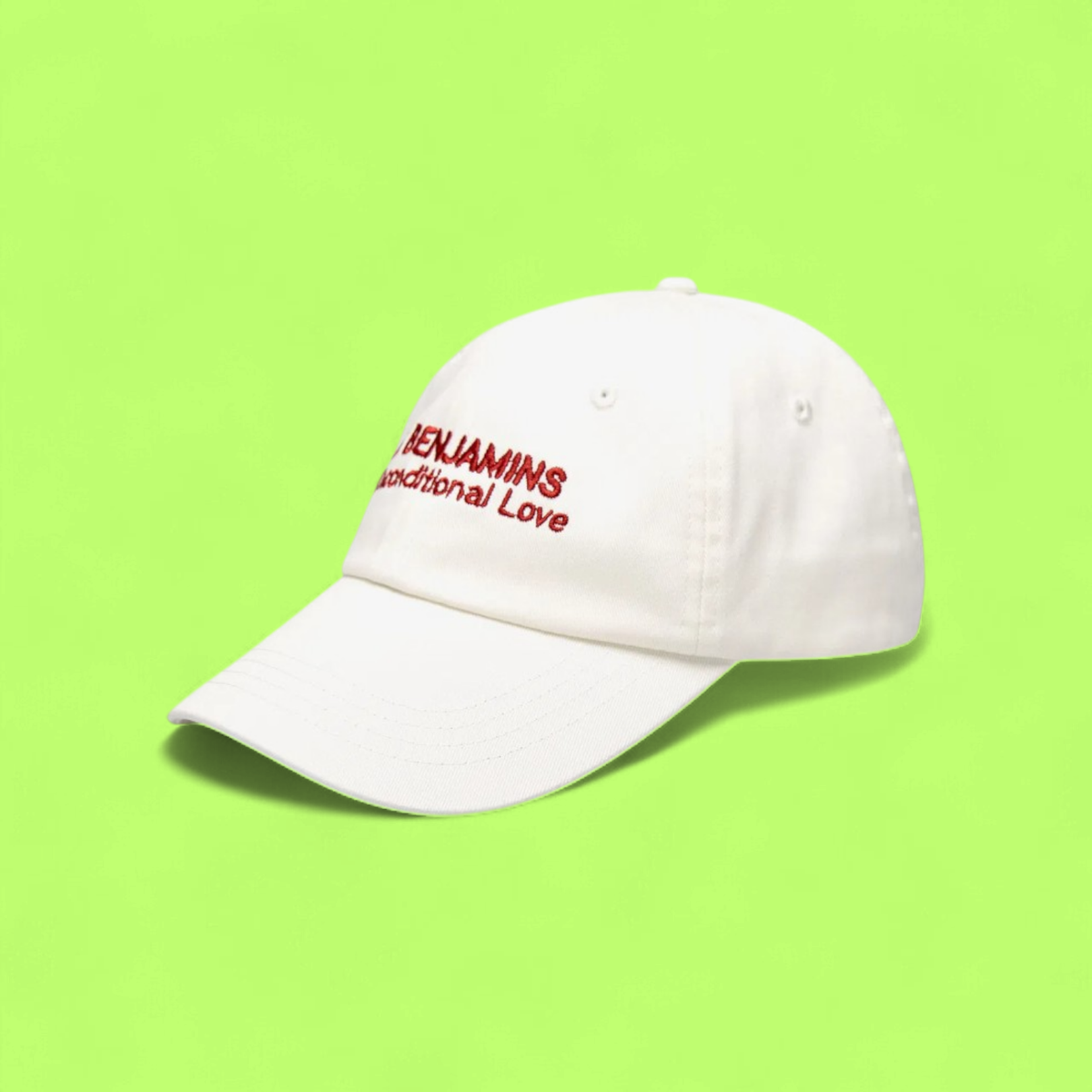 LES BENJAMINS WHITE CAP WITH RED UNCONDITIONAL LOVE LOGO