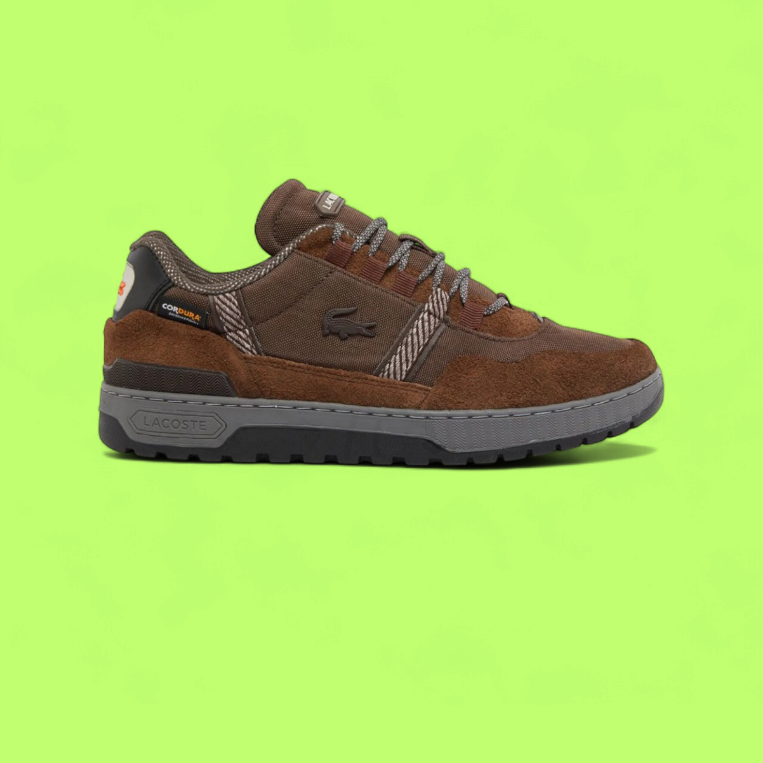 LACOSTE T-CLIP WINTER MEN'S BROWN GREY LEATHER CASUAL SNEAKERS