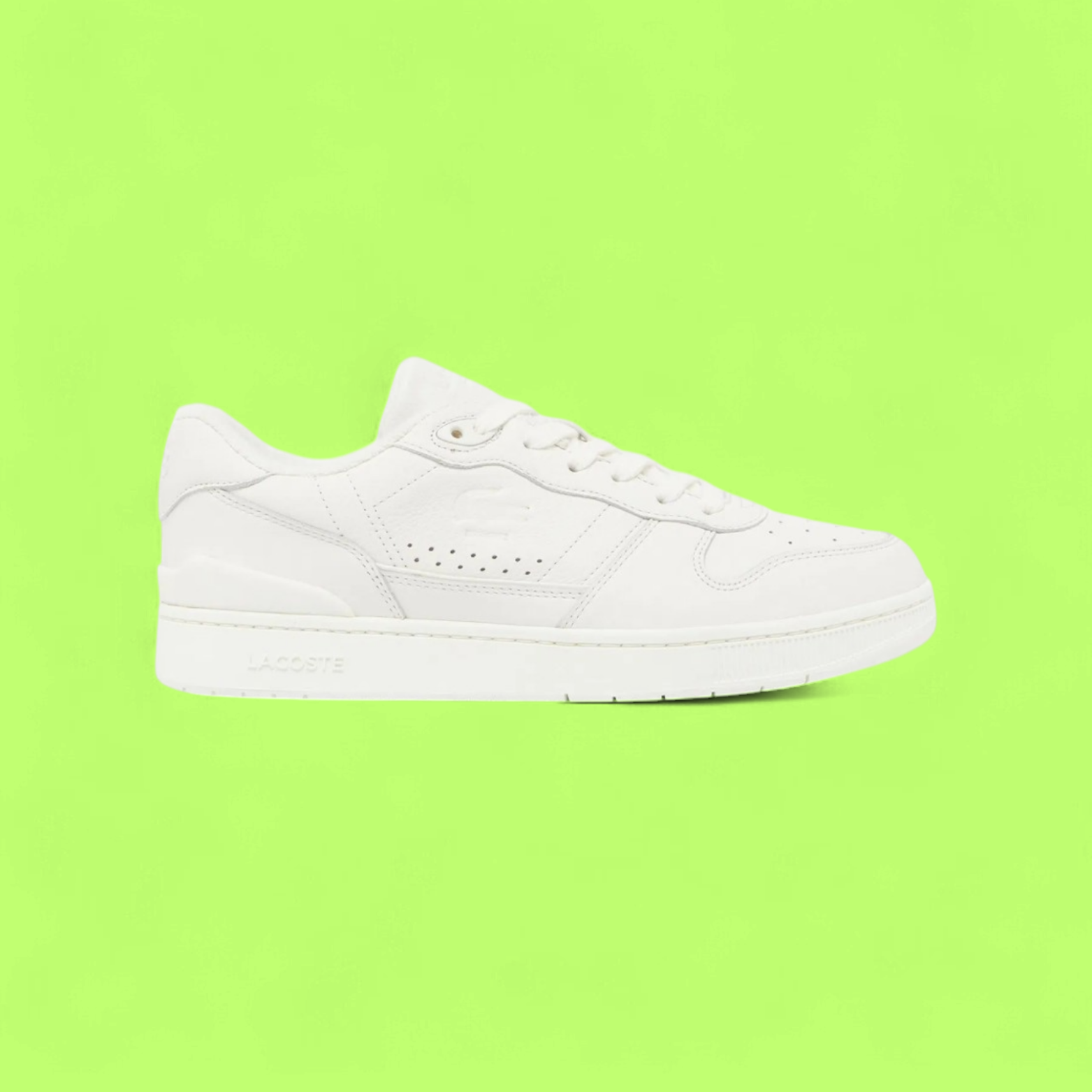 LACOSTE T-CLIP MEN'S WHITE LEATHER RETRO COURT STYLE SNEAKERS