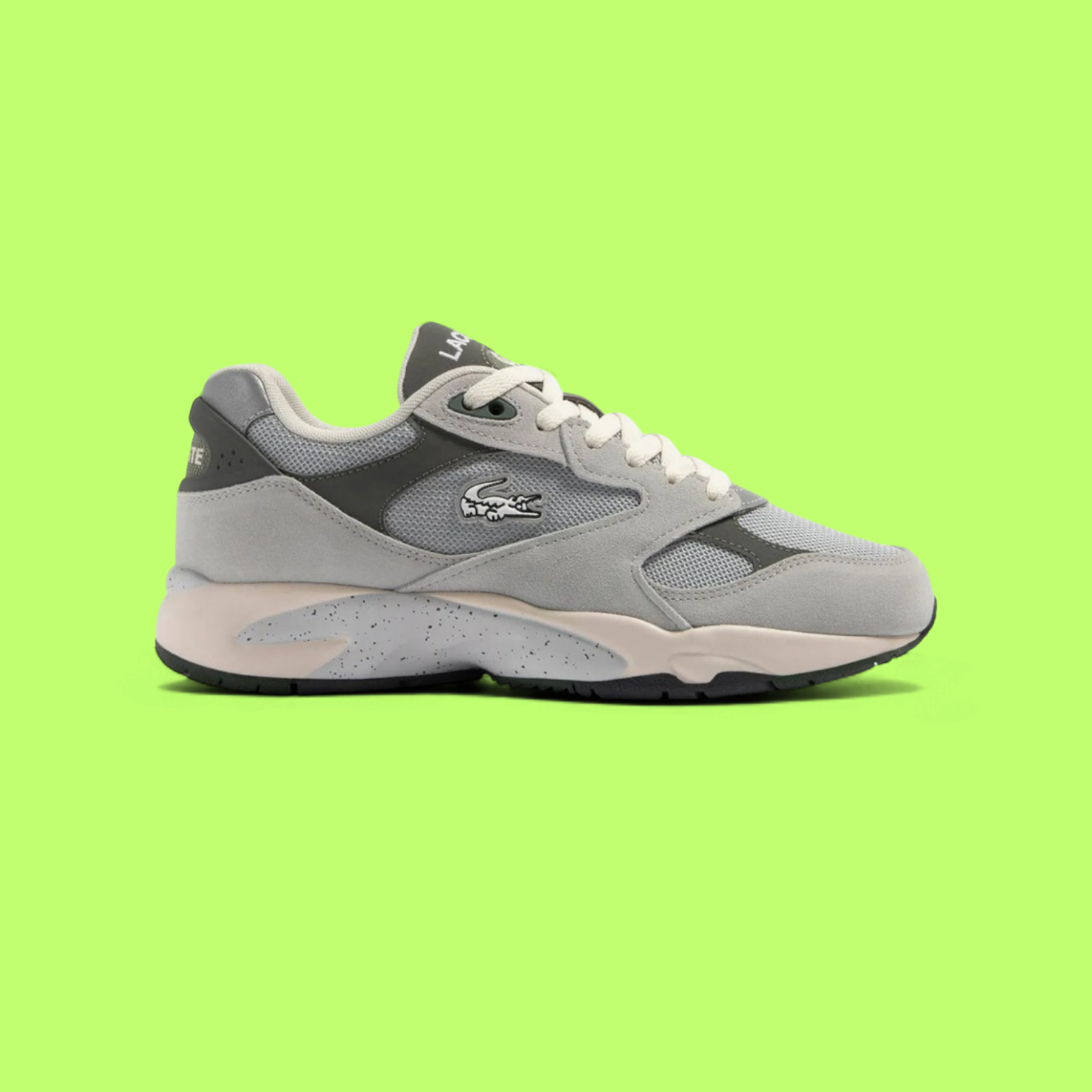 LACOSTE STORM 96 LO VINTAGE MEN'S GREY RETRO RUNNING STYLE SNEAKERS