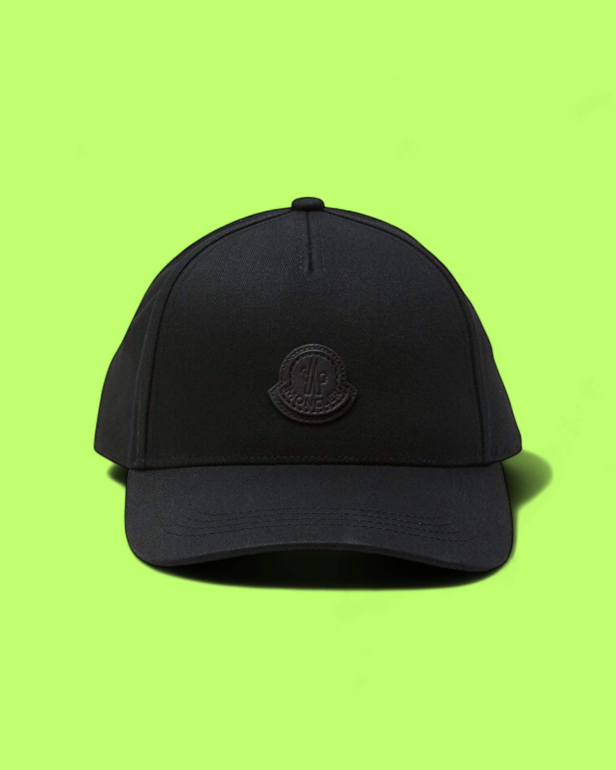 BLACK MONCLER BASEBALL CAP WITH EMBROIDERED LOGO AND STRAP