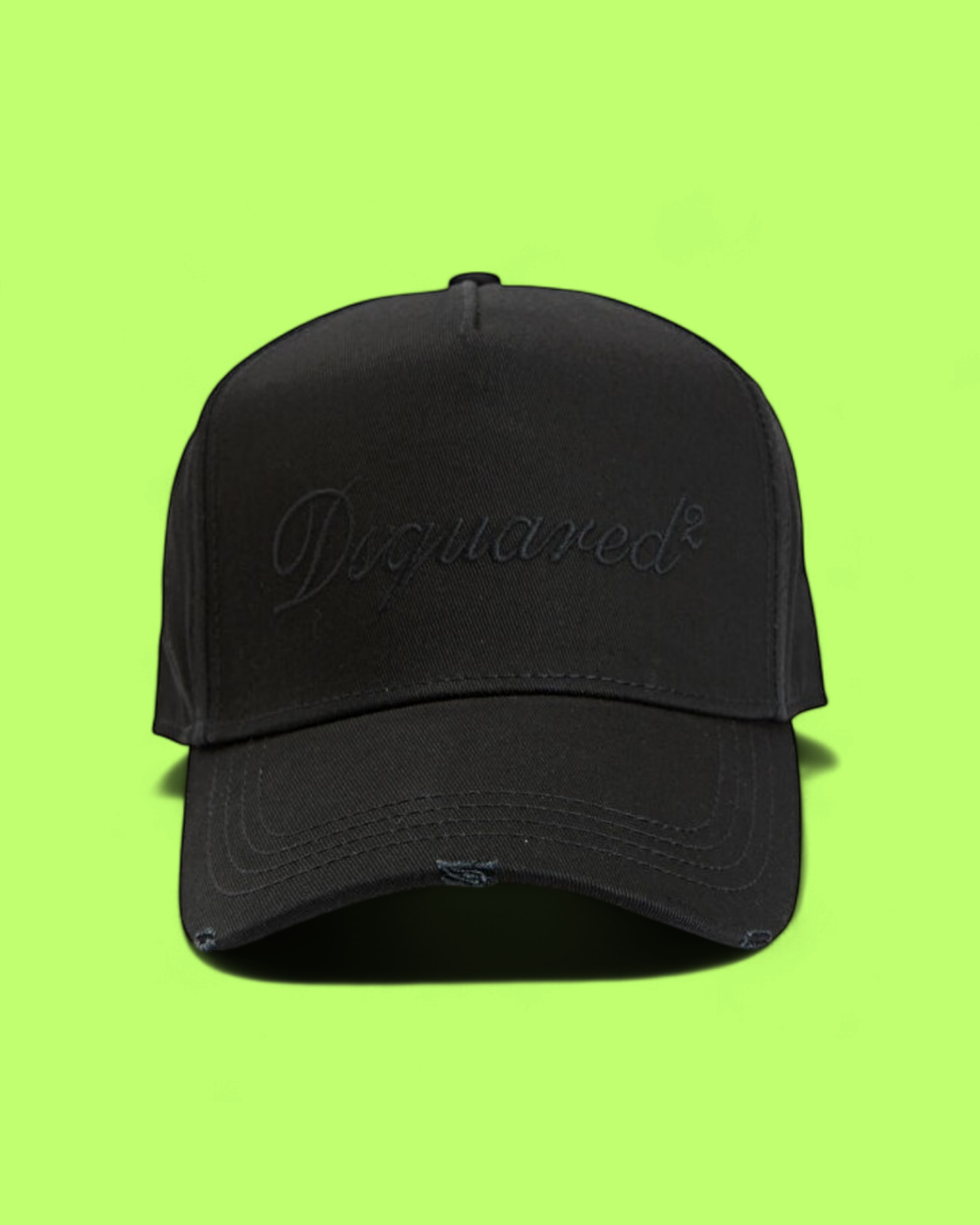 BLACK CAP WITH SCRIPT EMBROIDERY AND ELEGANT TONAL DESIGN