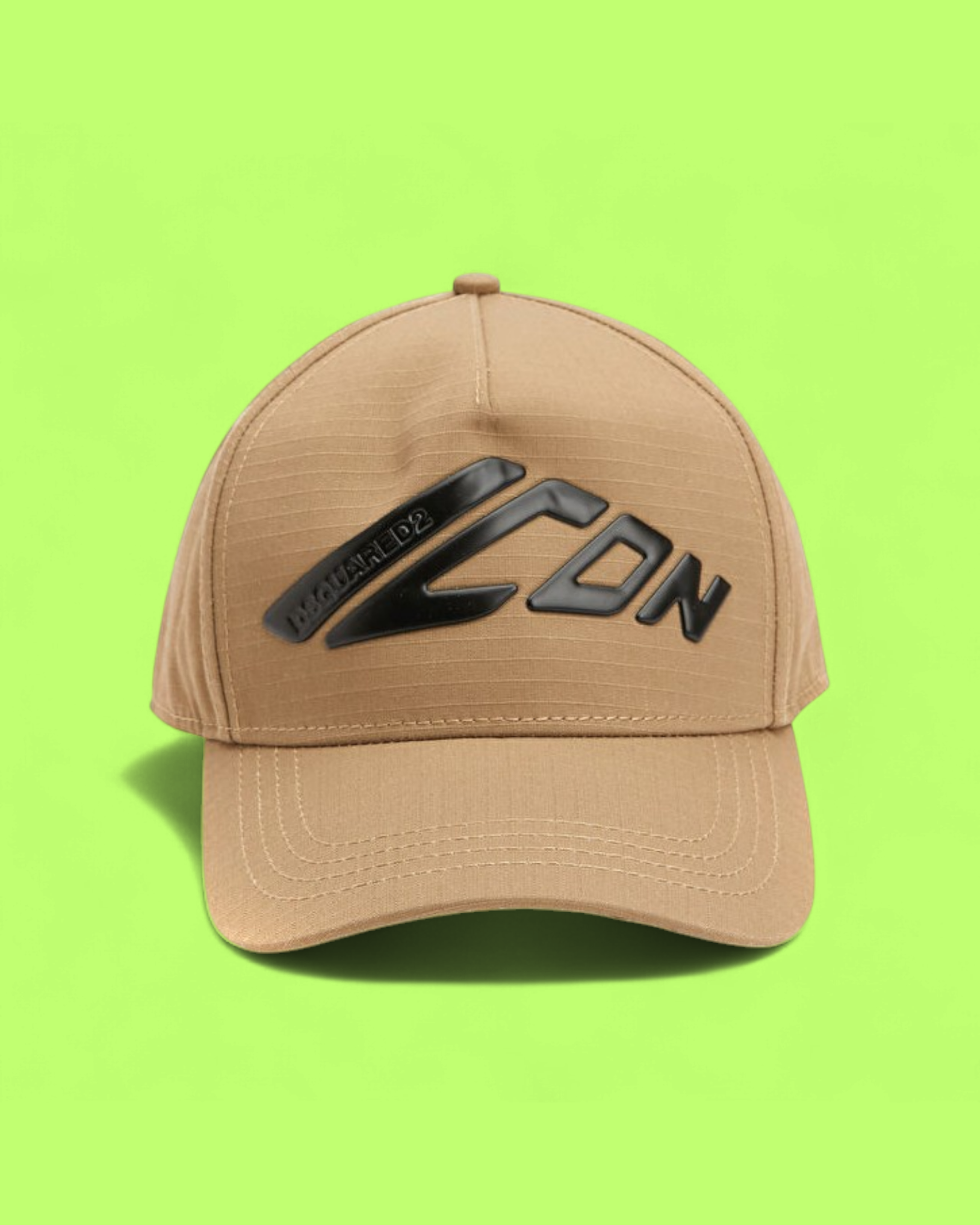 BEIGE CAP WITH BLACK ICON RUBBERIZED EMBROIDERED LOGO CWCD