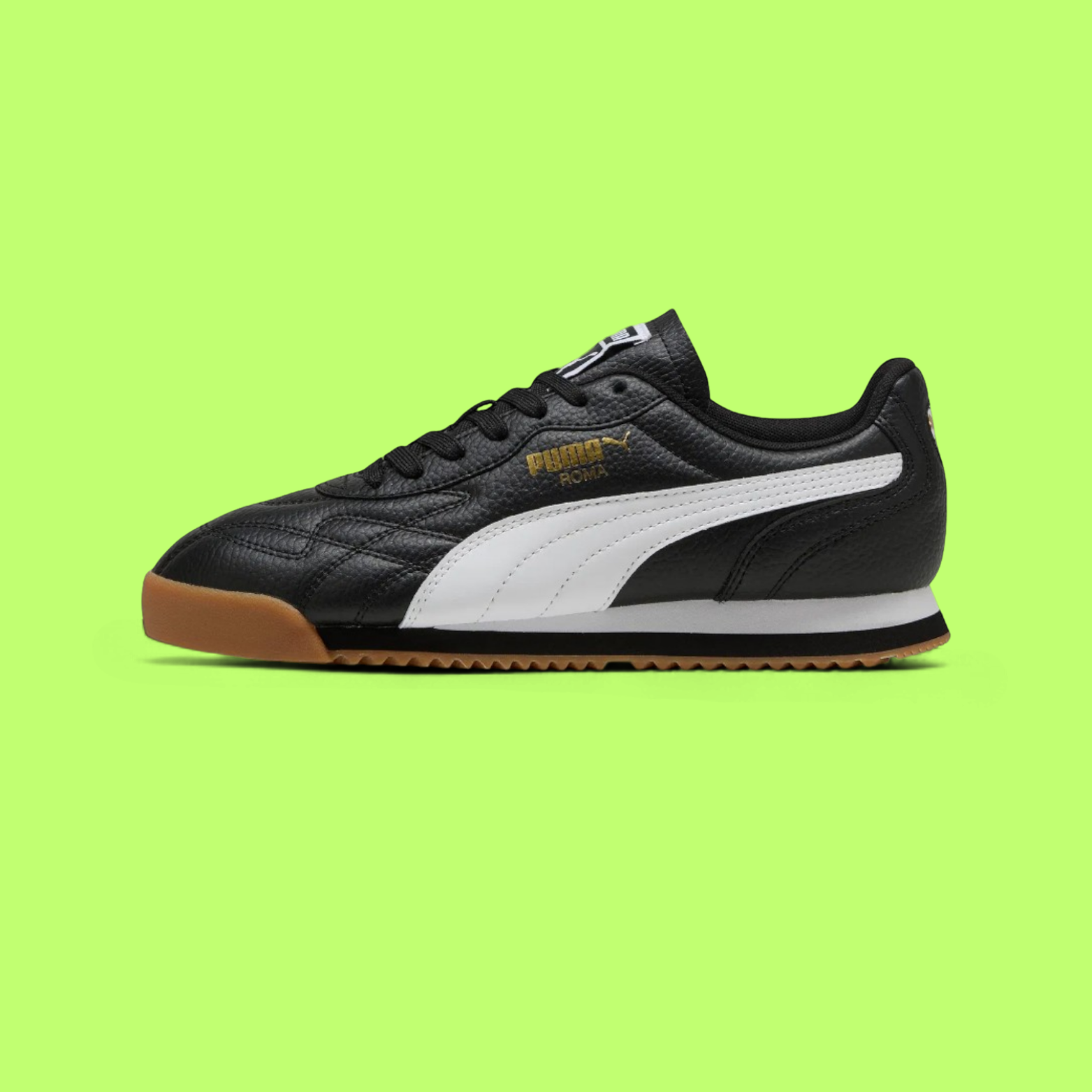 PUMA ROMA ANNIVERSARIO MEN'S BLACK LEATHER RETRO CASUAL SNEAKERS