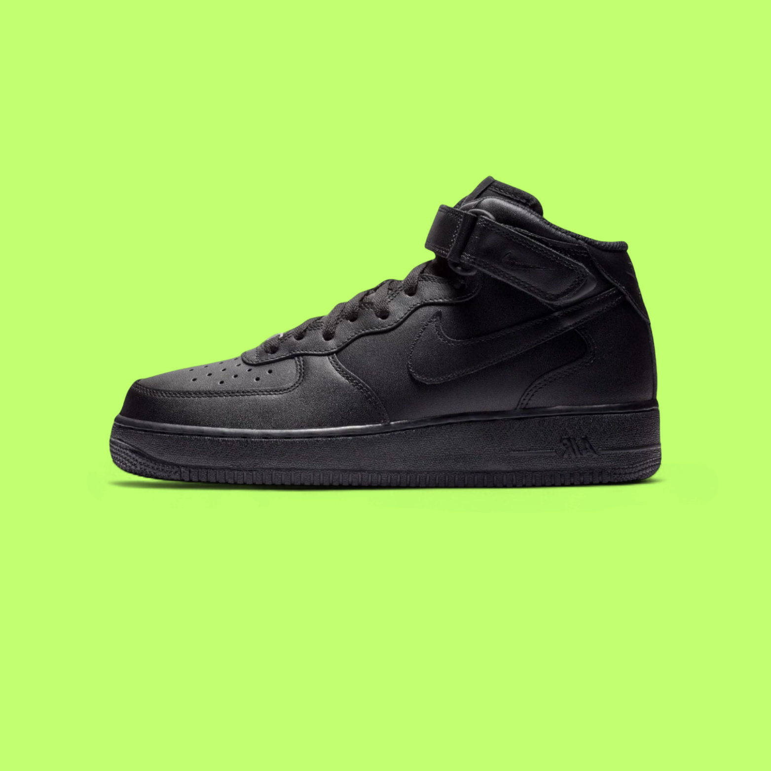 NIKE AIR FORCE 1 MID '07 MEN'S BLACK LEATHER CLASSIC BASKETBALL SHOES