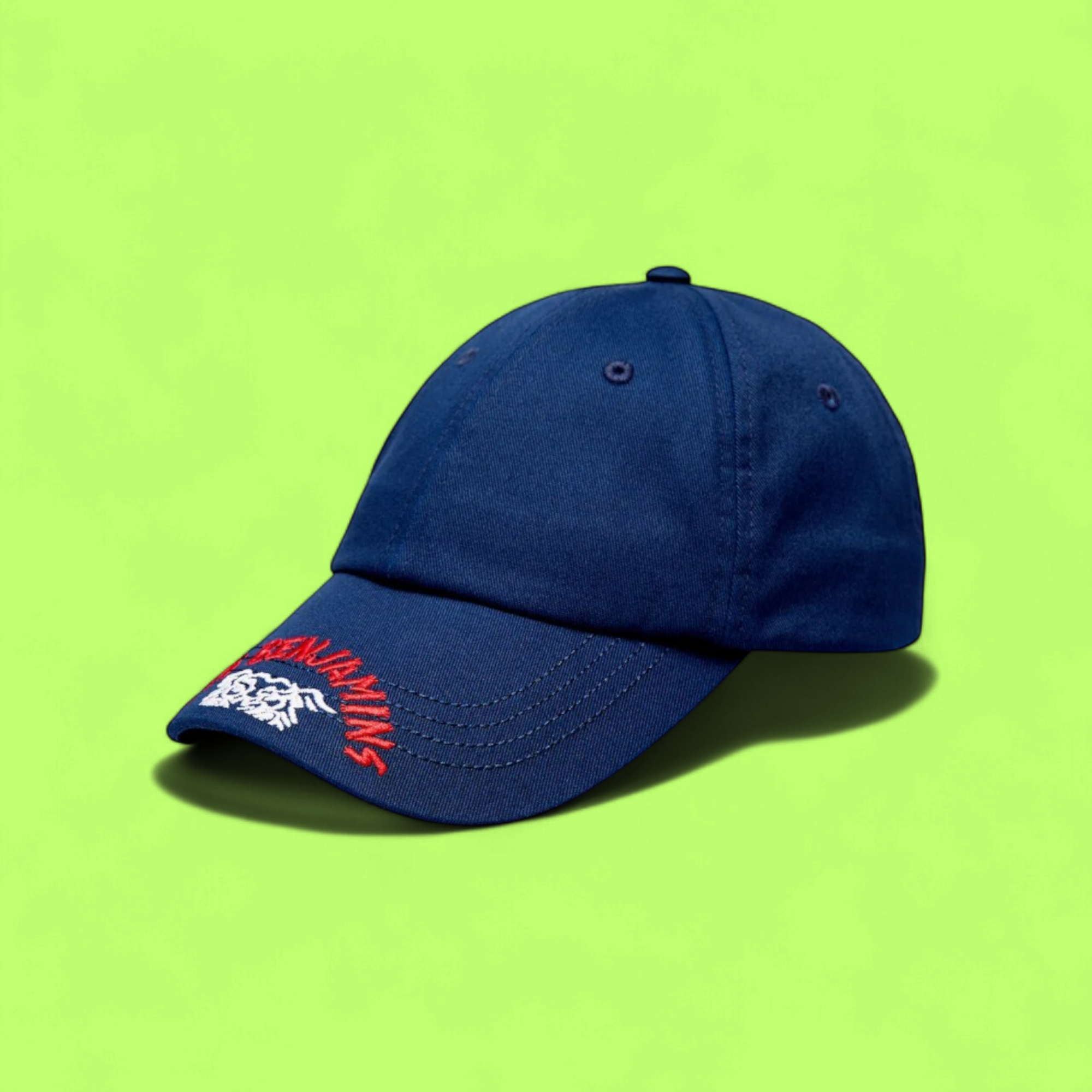 LES BENJAMINS NAVY BLUE CAP WITH RED EMBROIDERED LOGO