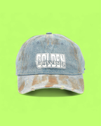 GOLDEN UNIVERSITY LIGHT BLUE DENIM DISTRESSED BASEBALL CAP