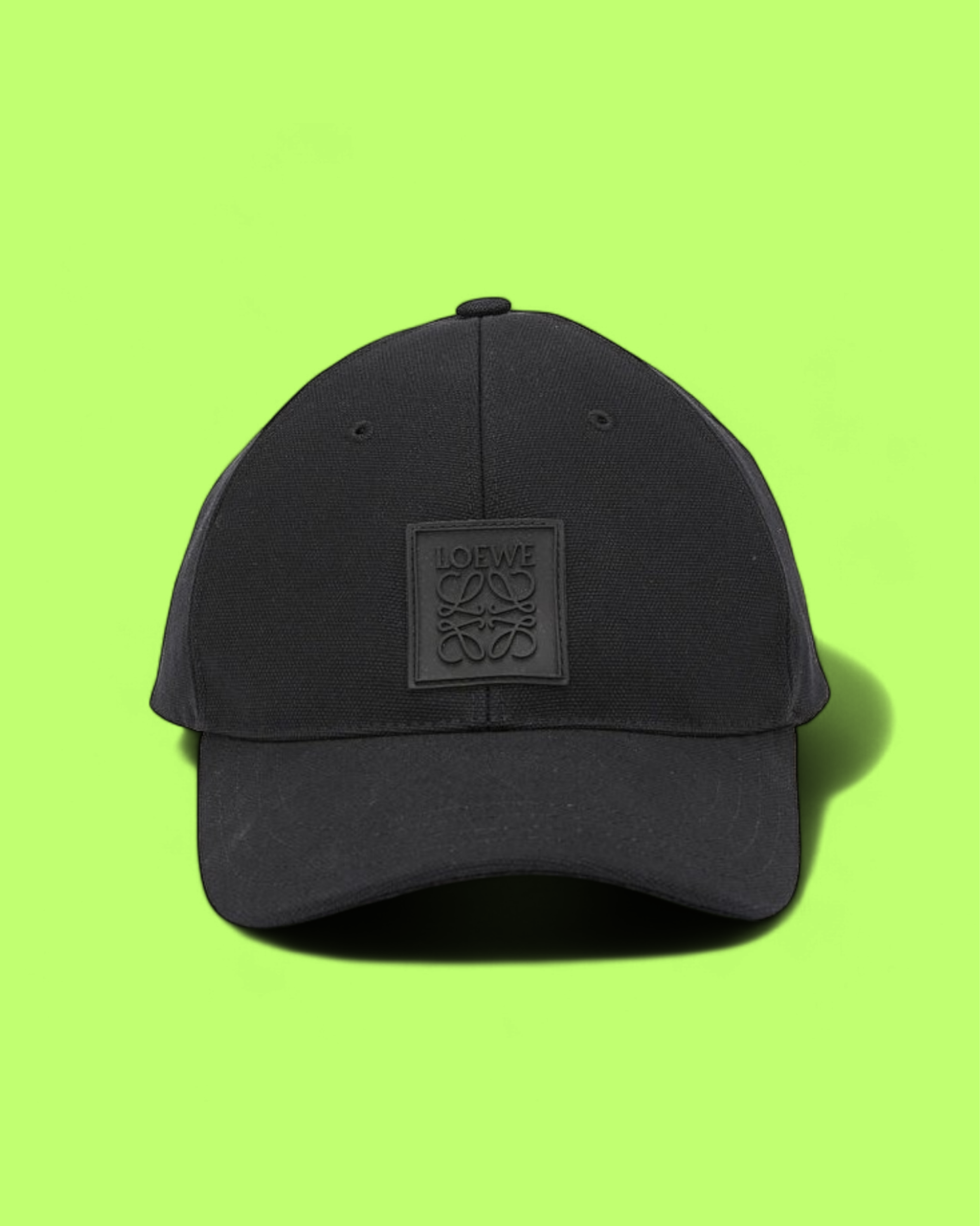 LOEWE BLACK CAP WITH EMBOSSED ANAGRAM LOGO PATCH CWCD