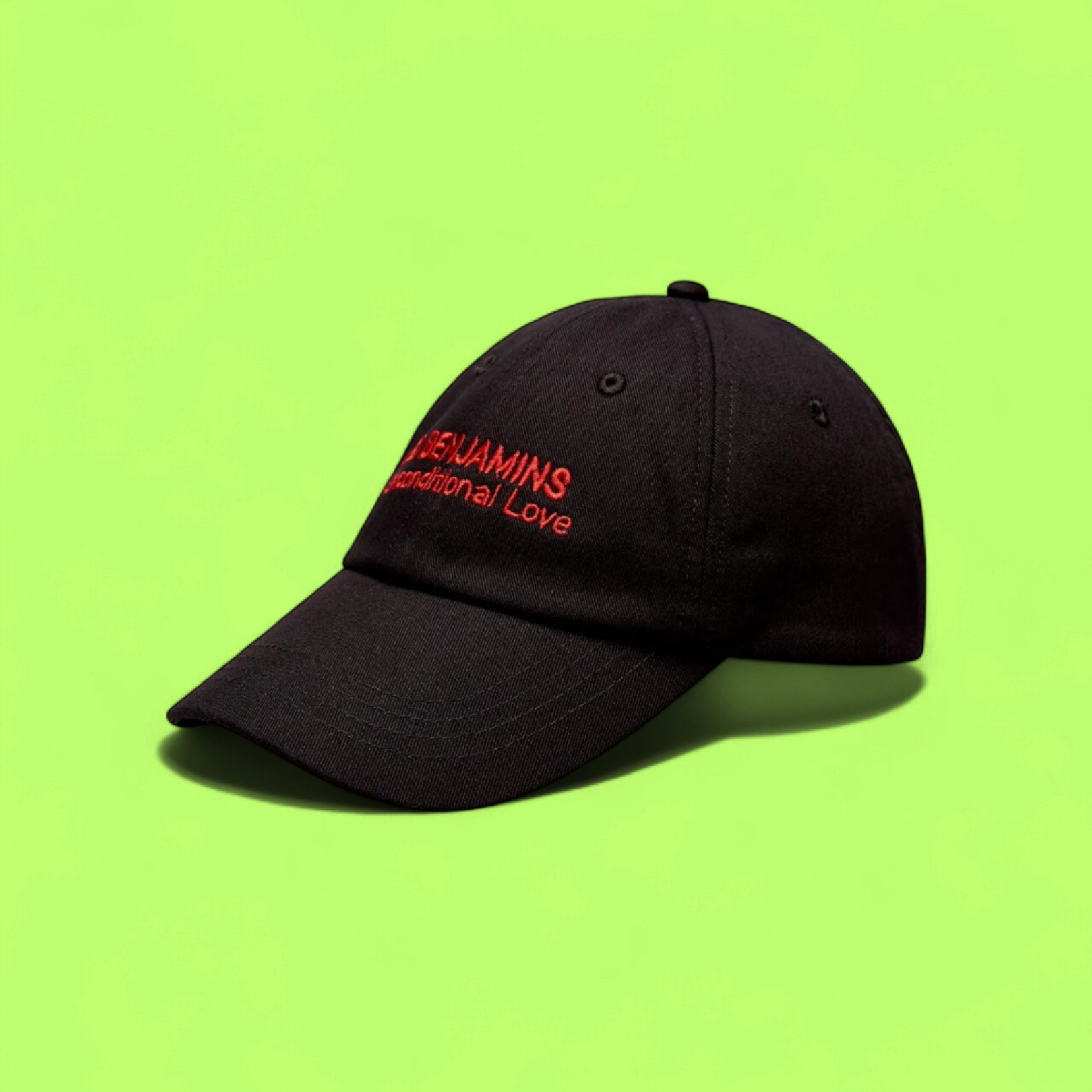 LES BENJAMINS BLACK CAP WITH RED UNCONDITIONAL LOVE LOGO
