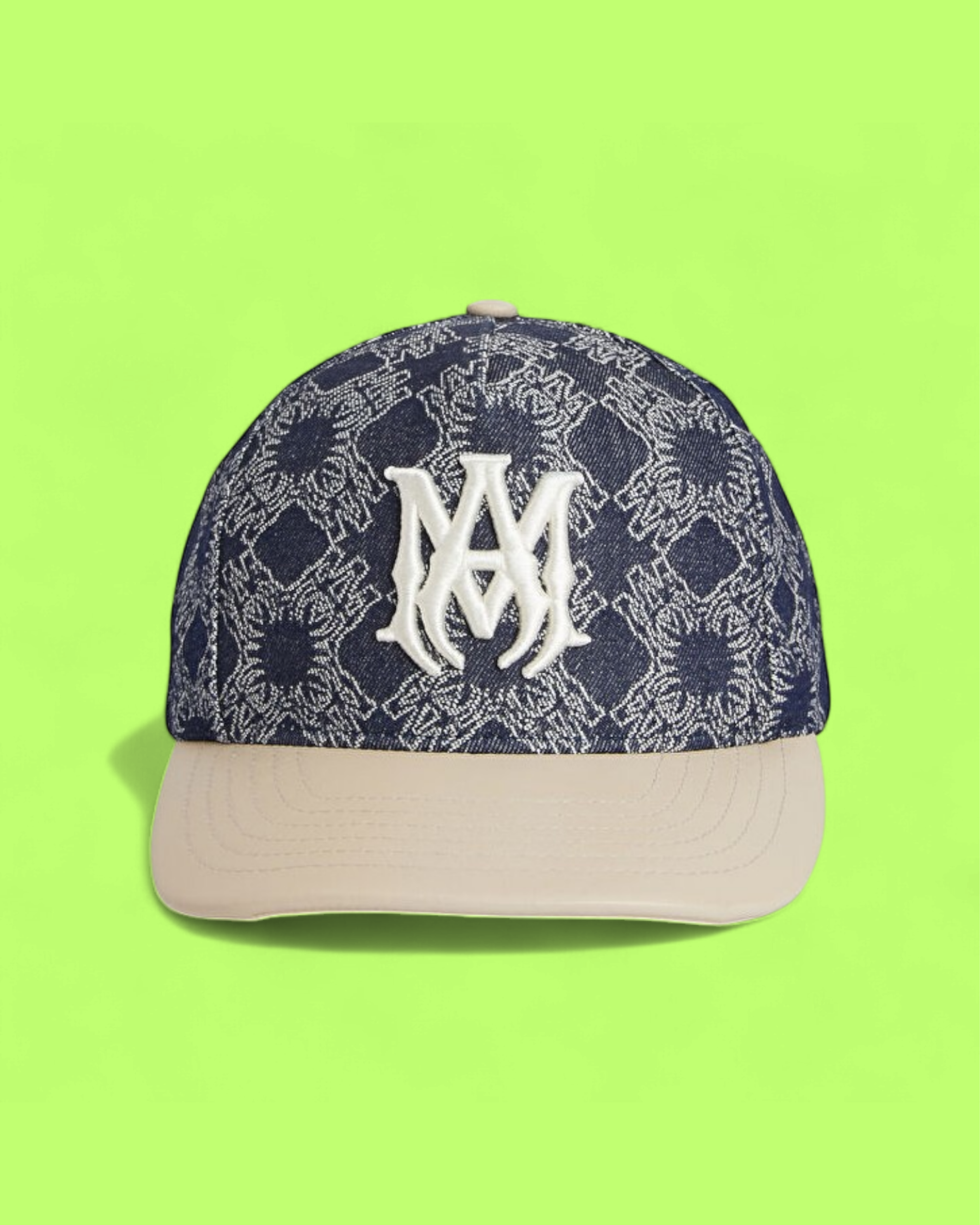 AMIRI DENIM JACQUARD BASEBALL CAP WITH WHITE 3D LOGO CWCD