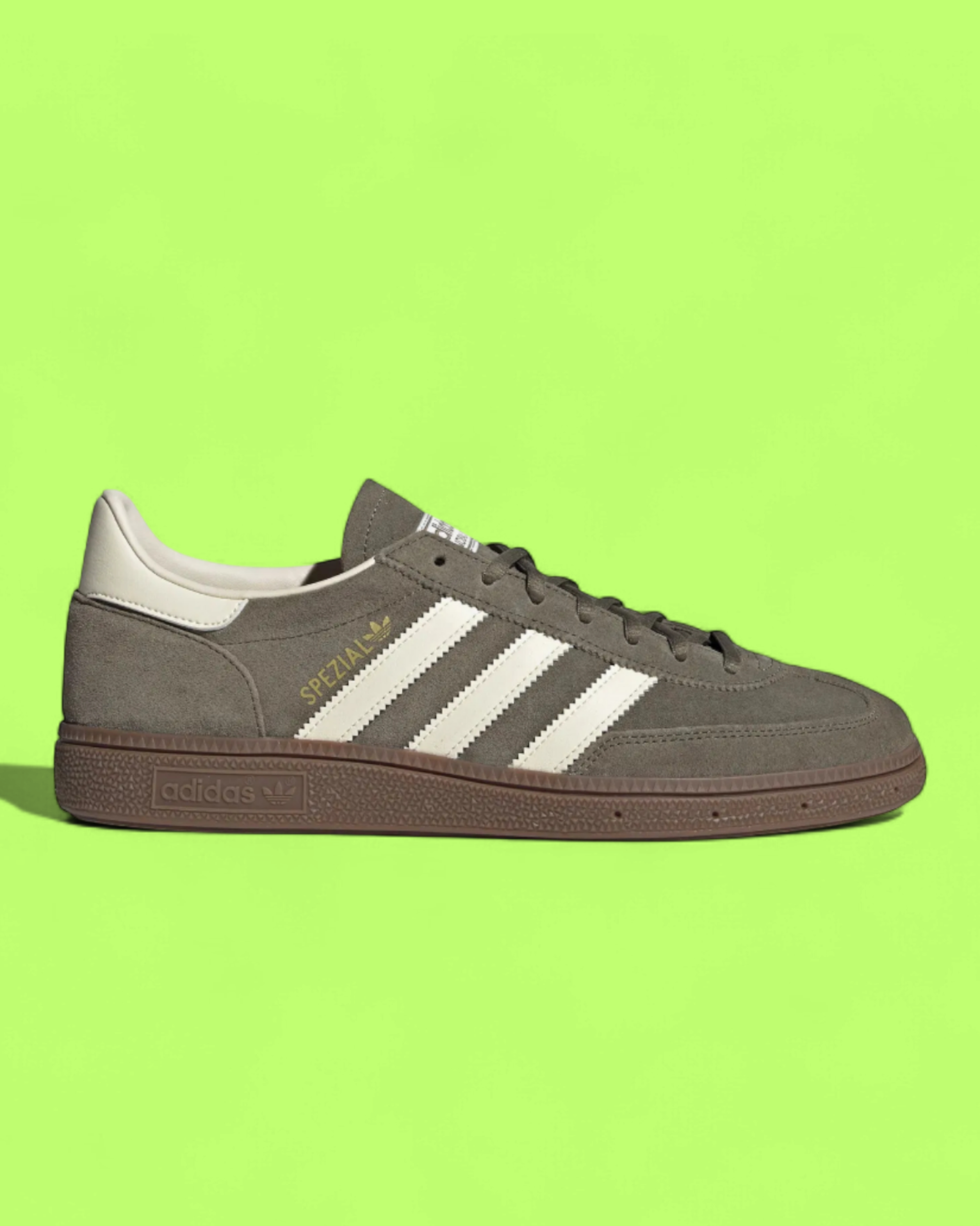 ADIDAS SPEZIAL OLIVE GREEN SUEDE WHITE STRIPES RETRO CASUAL