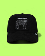 BLACK SHEEP ALL BLACK TRUCKER HAT WITH EMBROIDERED PATCH