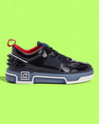 CHRISTIAN LOUBOUTIN FUN VIEIRA SPIKES BLACK BLUE PATENT CWCD
