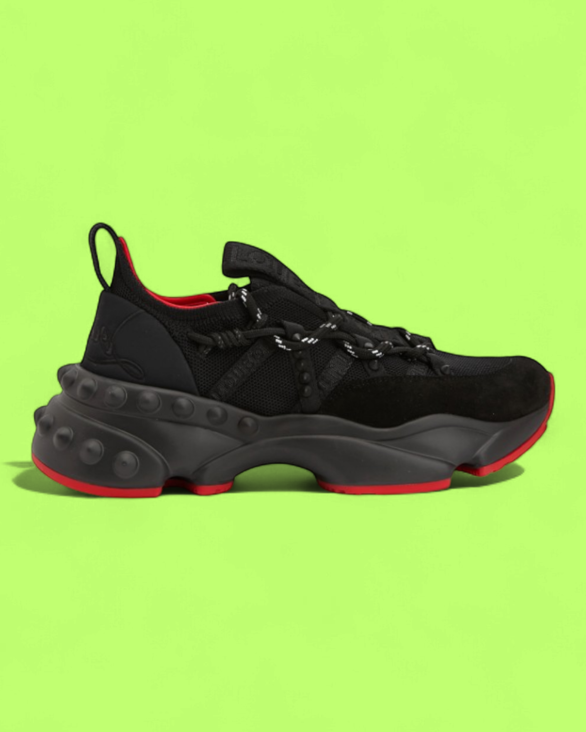 CHRISTIAN LOUBOUTIN RED RUNNER BLACK RED OUTSOLE SNEAKER