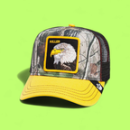 CAMO KILLER EAGLE TRUCKER CAP WITH YELLOW VISOR DETAIL CWCDE