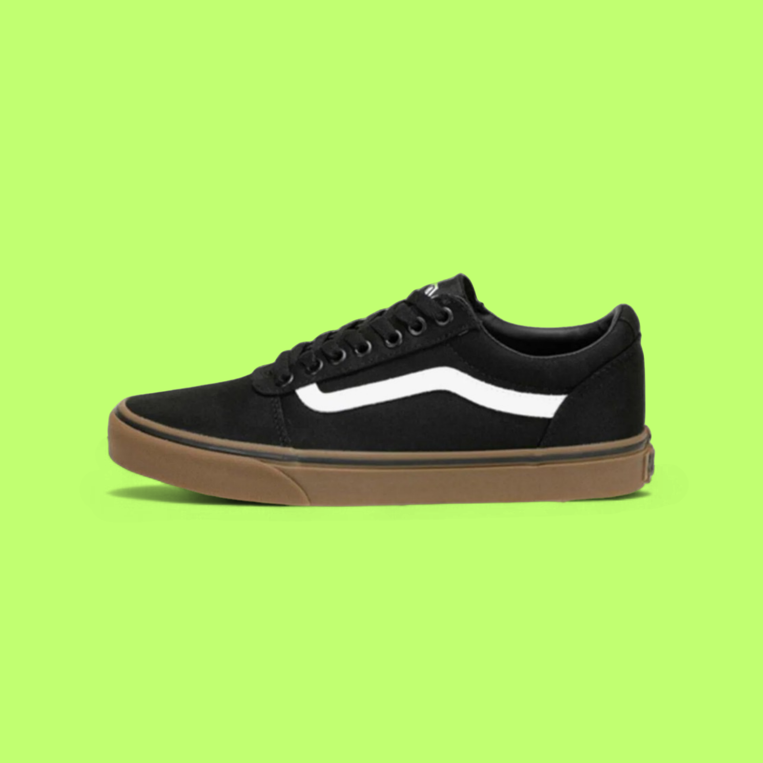 VANS WARD MEN'S BLACK CANVAS AND SUEDE LOW-TOP SKATE SNEAKERS