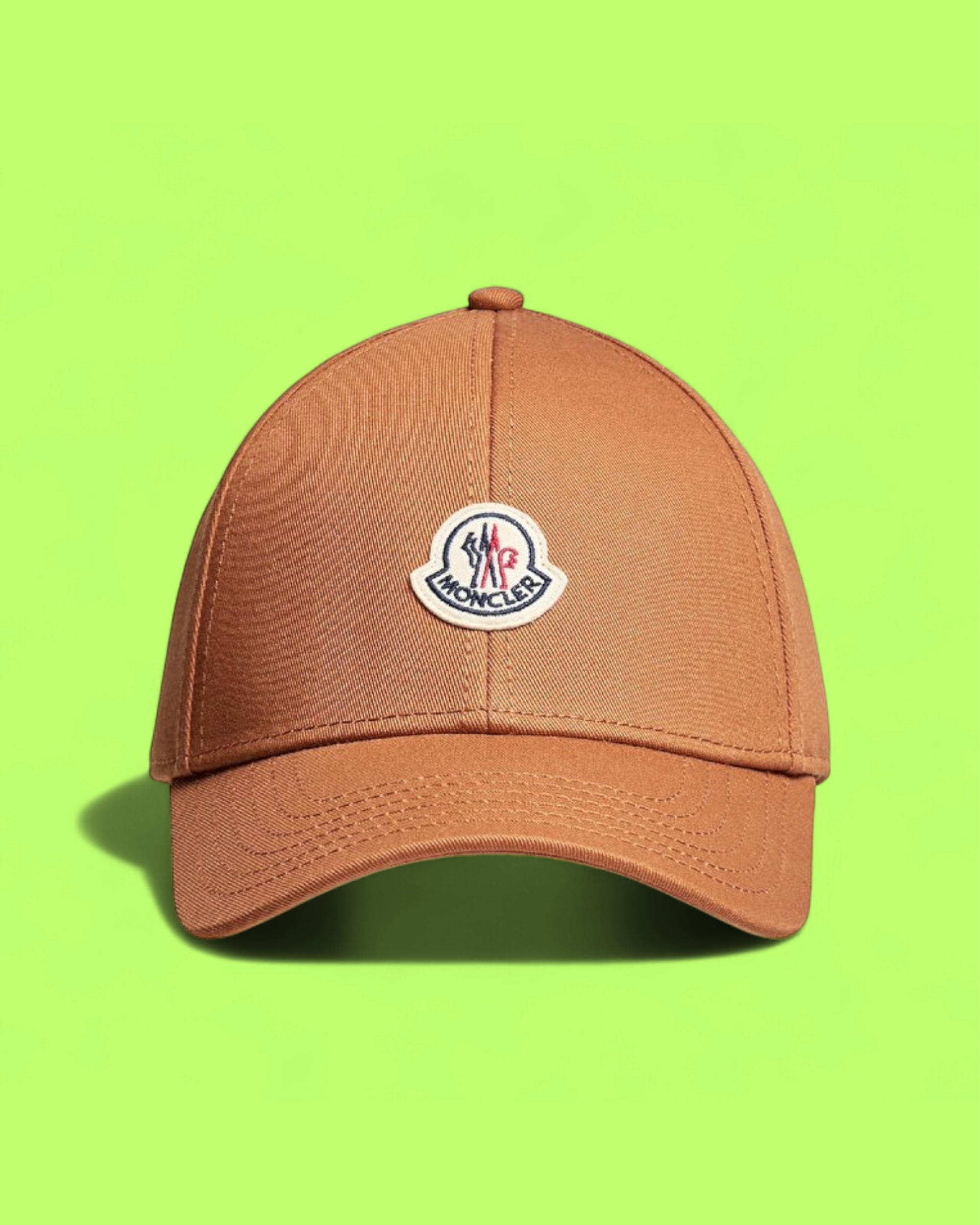 BROWN MONCLER BASEBALL CAP WITH EMBROIDERED LOGO AND STRAP