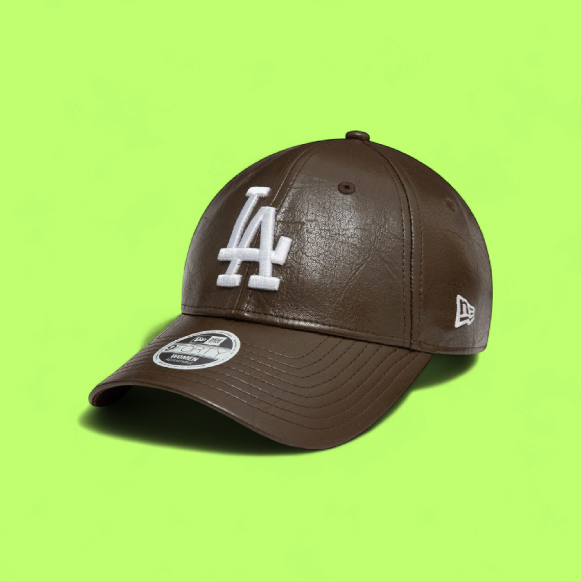 LOS ANGELES DODGERS BROWN LEATHER CAP WITH WHITE LA LOGO