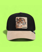 WARRIOR CHEETAH BLACK AND BEIGE TRUCKER HAT EMBROIDERED