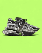 BALMAIN UNICORN BLACK WHITE ABSTRACT FUTURISTIC DESIGN SNEAKERS