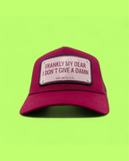 JOHN HATTER BURGUNDY MESH CAP WITH FRANKLY MY DEAR PLATE