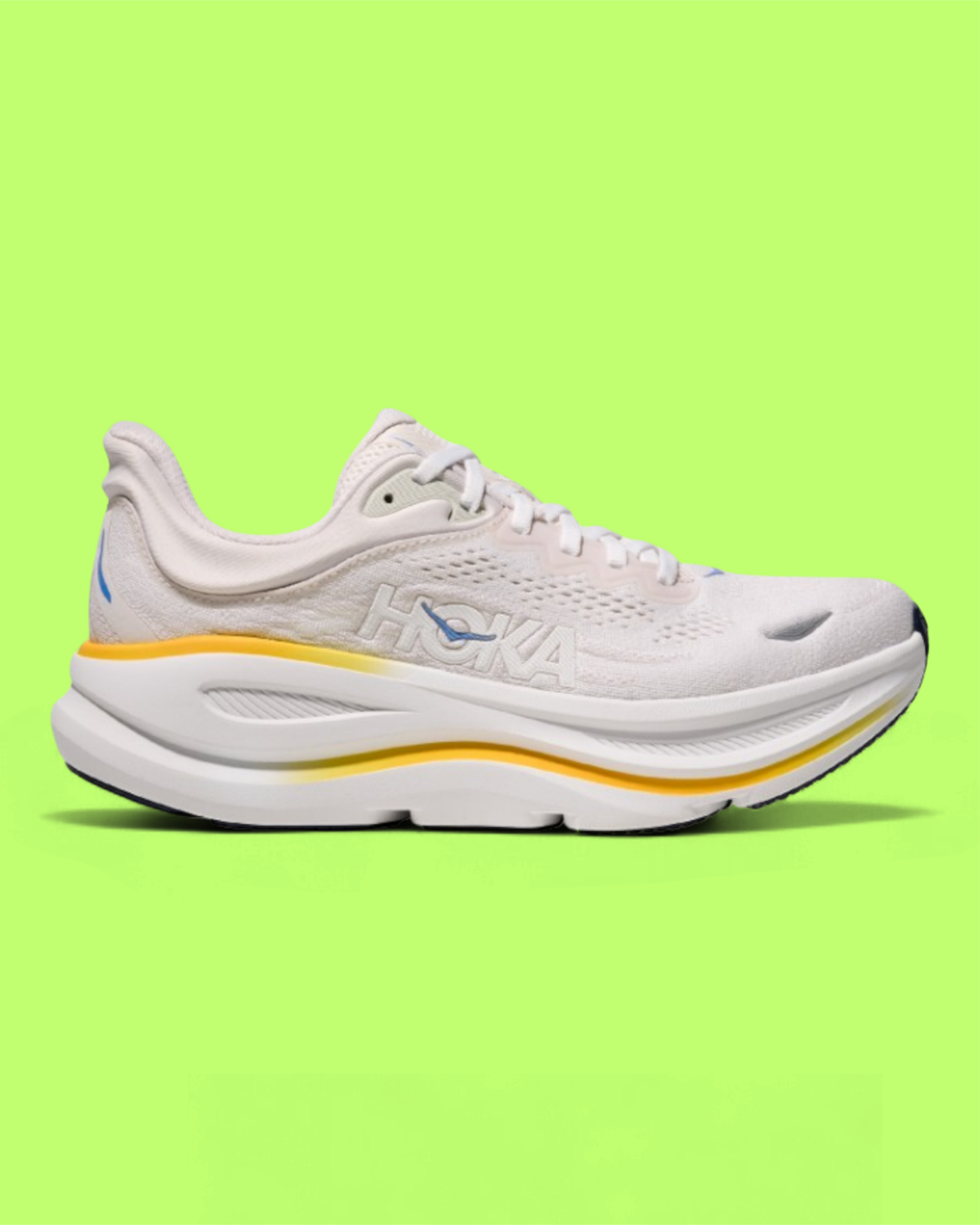 HOKA WHITE YELLOW CUSHION RUNNING PERFORMANCE SNEAKER