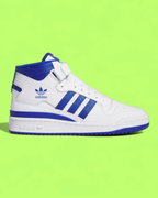 ADIDAS FORUM MID WHITE BLUE RETRO BASKETBALL INSPIRED SNEAKERS
