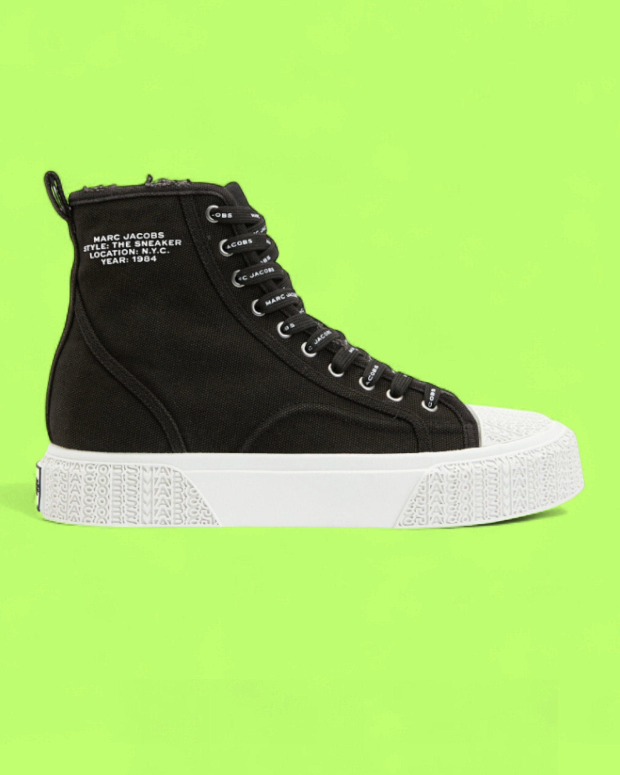 MARC JACOBS BLACK HIGH TOP CANVAS SNEAKER CLASSIC ICON DROPZ