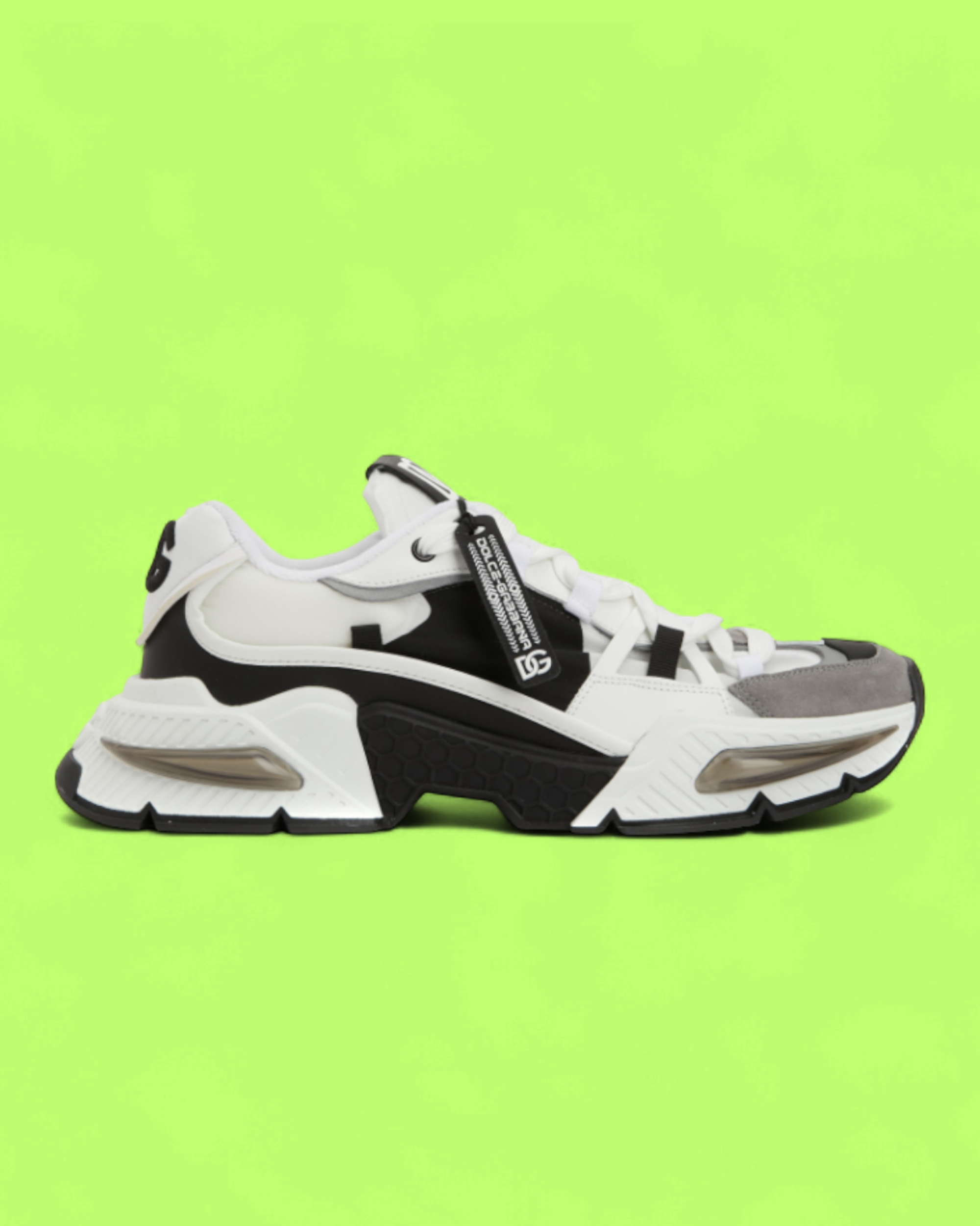 DOLCE & GABBANA CHUNKY BLACK WHITE CONTRAST PANEL SNEAKERS