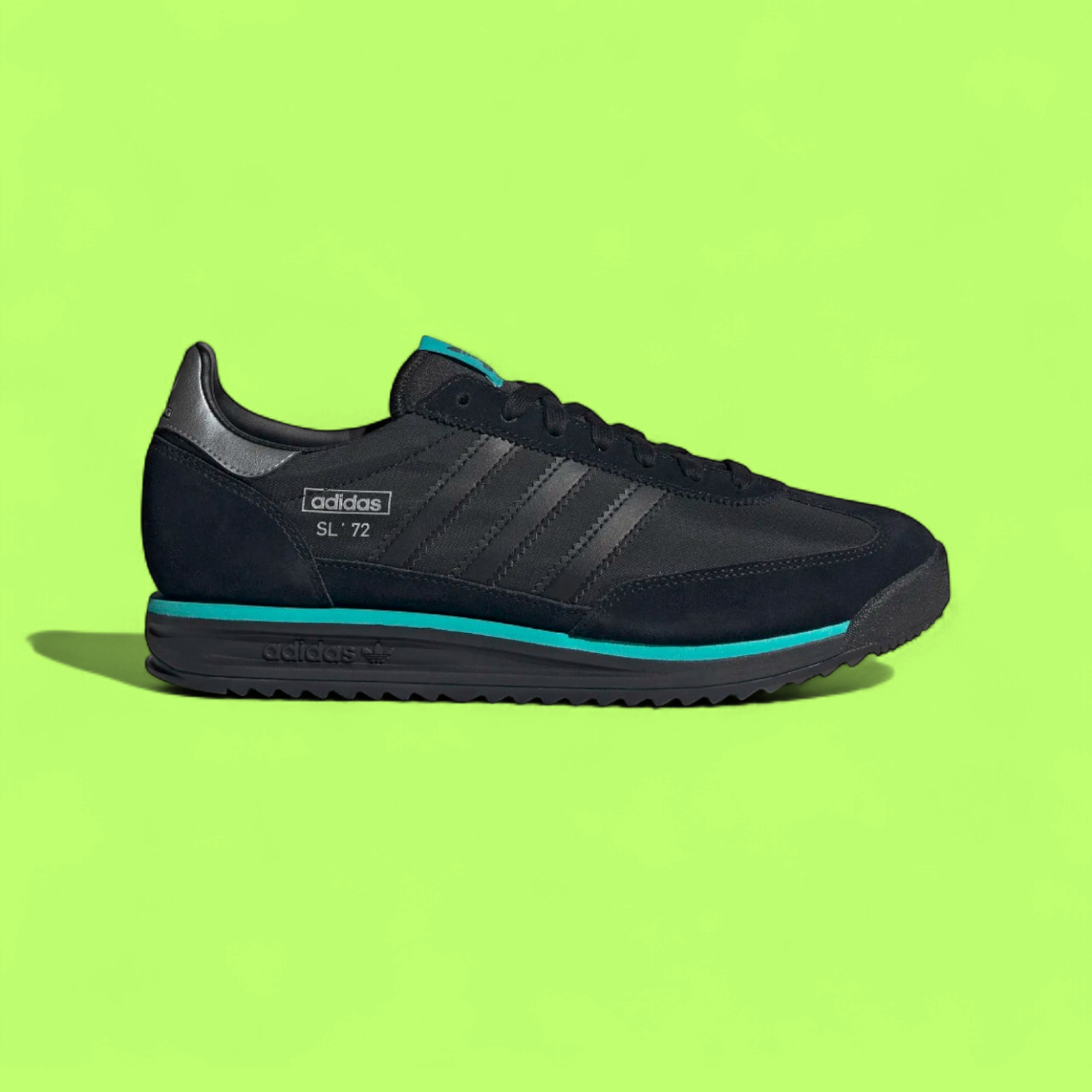 ADIDAS SL 72 RS MERCEDES MEN'S BLACK LEATHER RETRO RUNNING SHOES