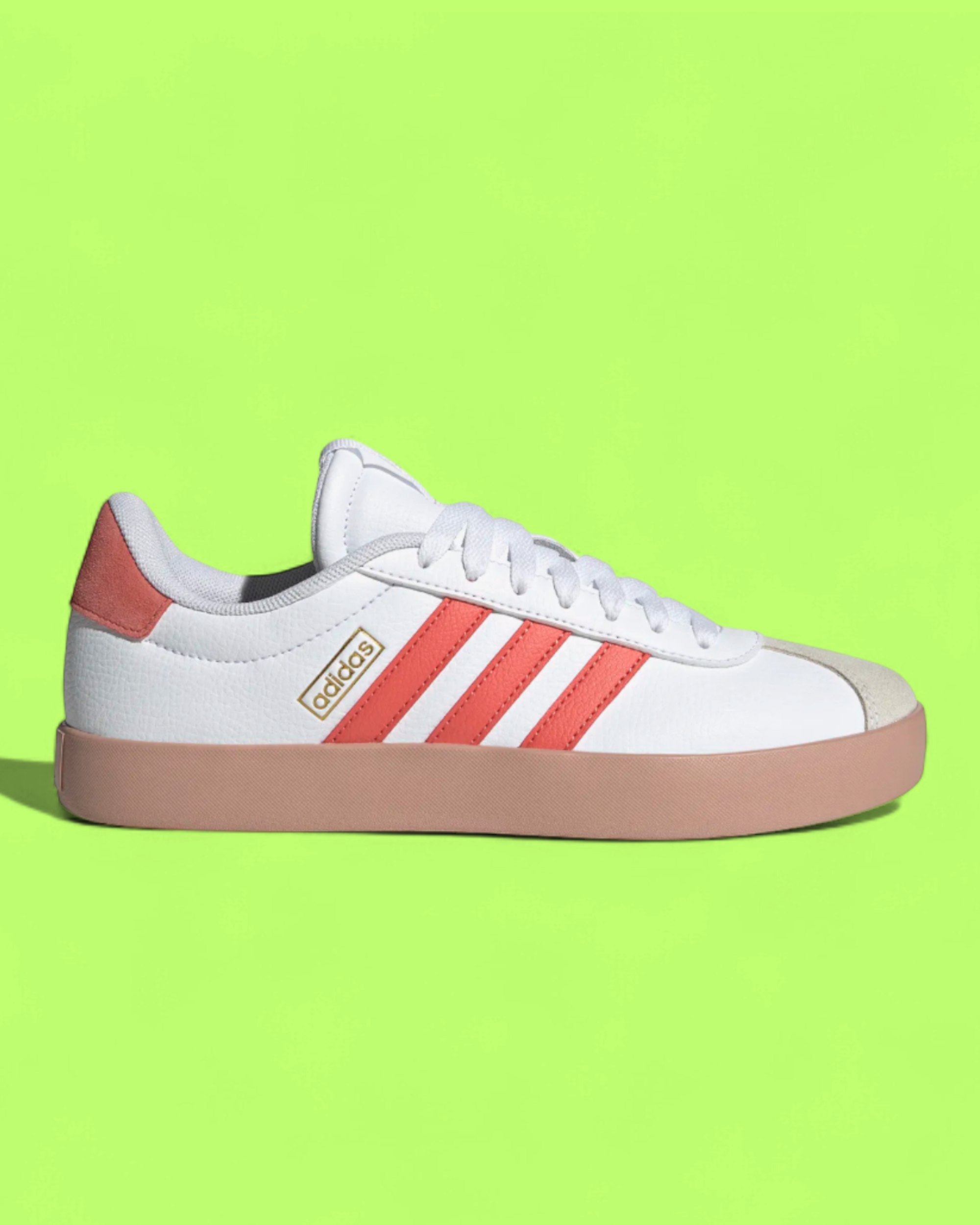 ADIDAS VL COURT WHITE PINK CASUAL LOW TOP LEATHER SNEAKERS