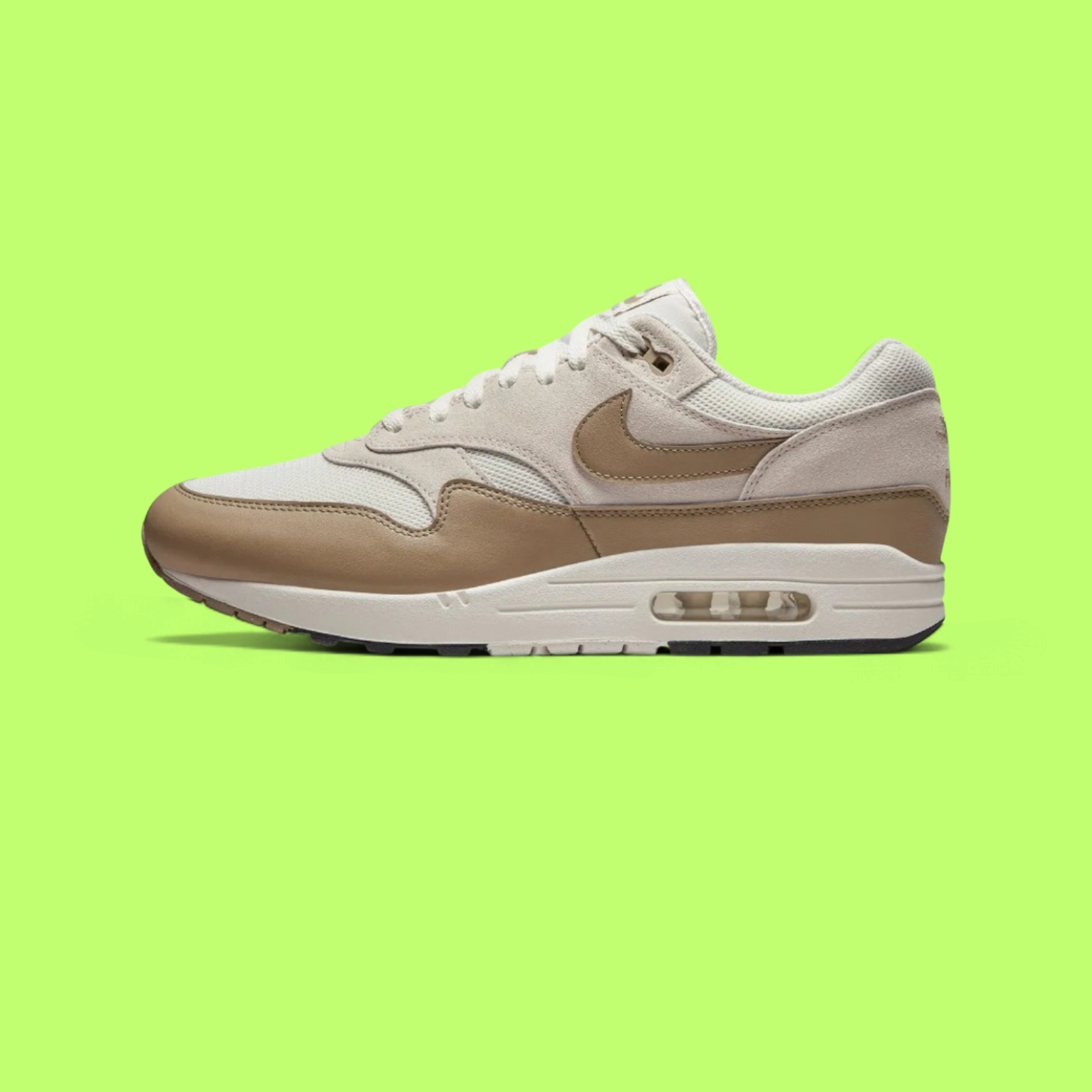 NIKE AIR MAX 1 ESSENTIAL MEN'S CREAM LEATHER RETRO RUNNING